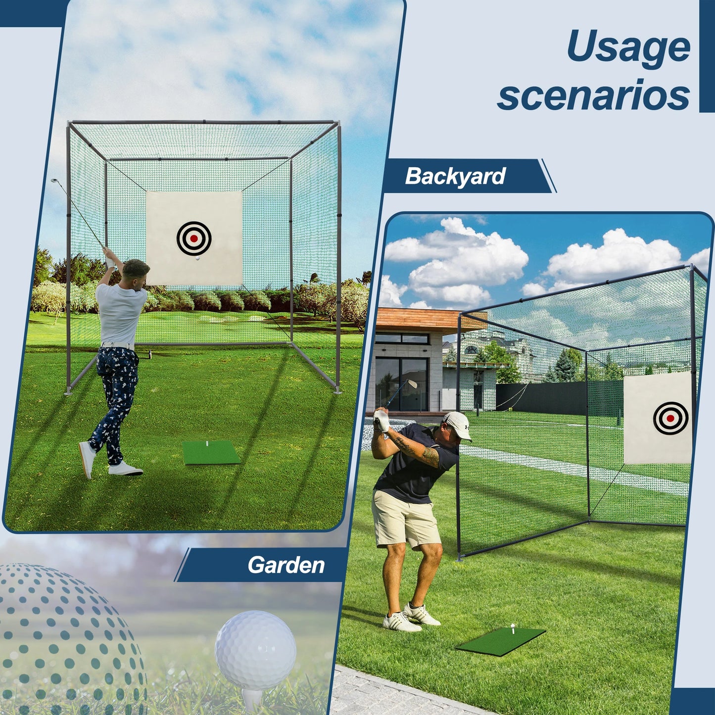 Golf Practice Net Cage With Metal Frame Indoor Outdoor Training