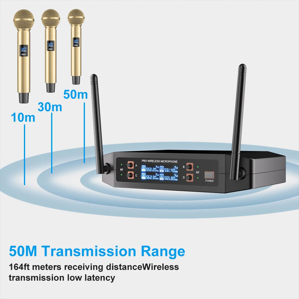 NXG Professional Four Microphone Wireless Receiver System Kit