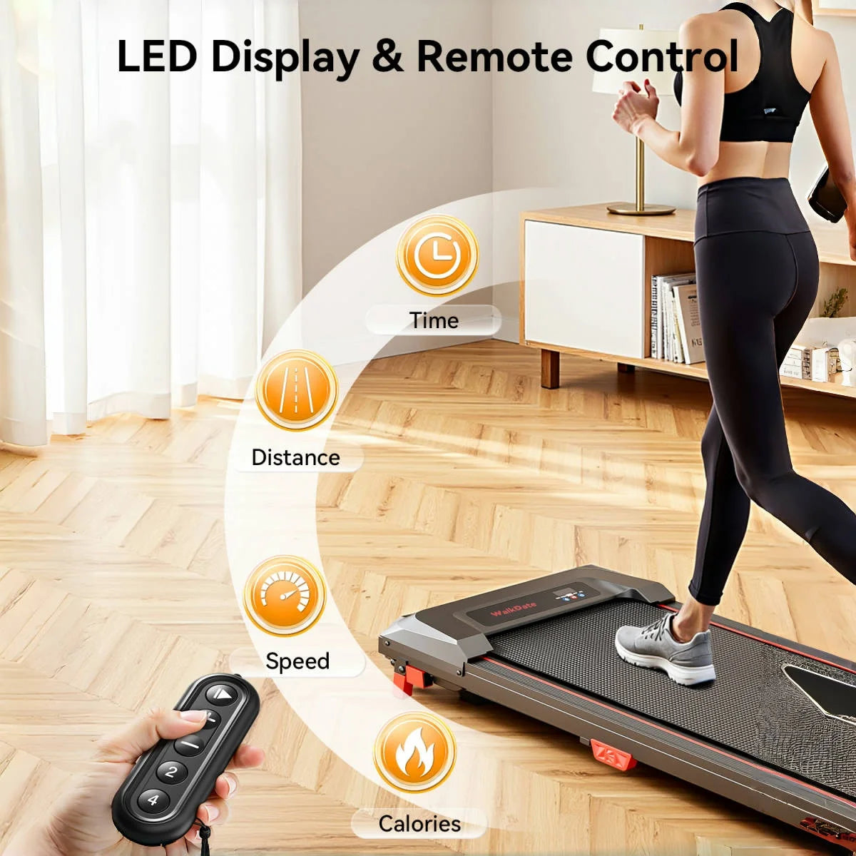 Under Desk Walking Pad, Slim Flat Treadmill for Home Office, Quiet Fitness Running Machine with Remote Control