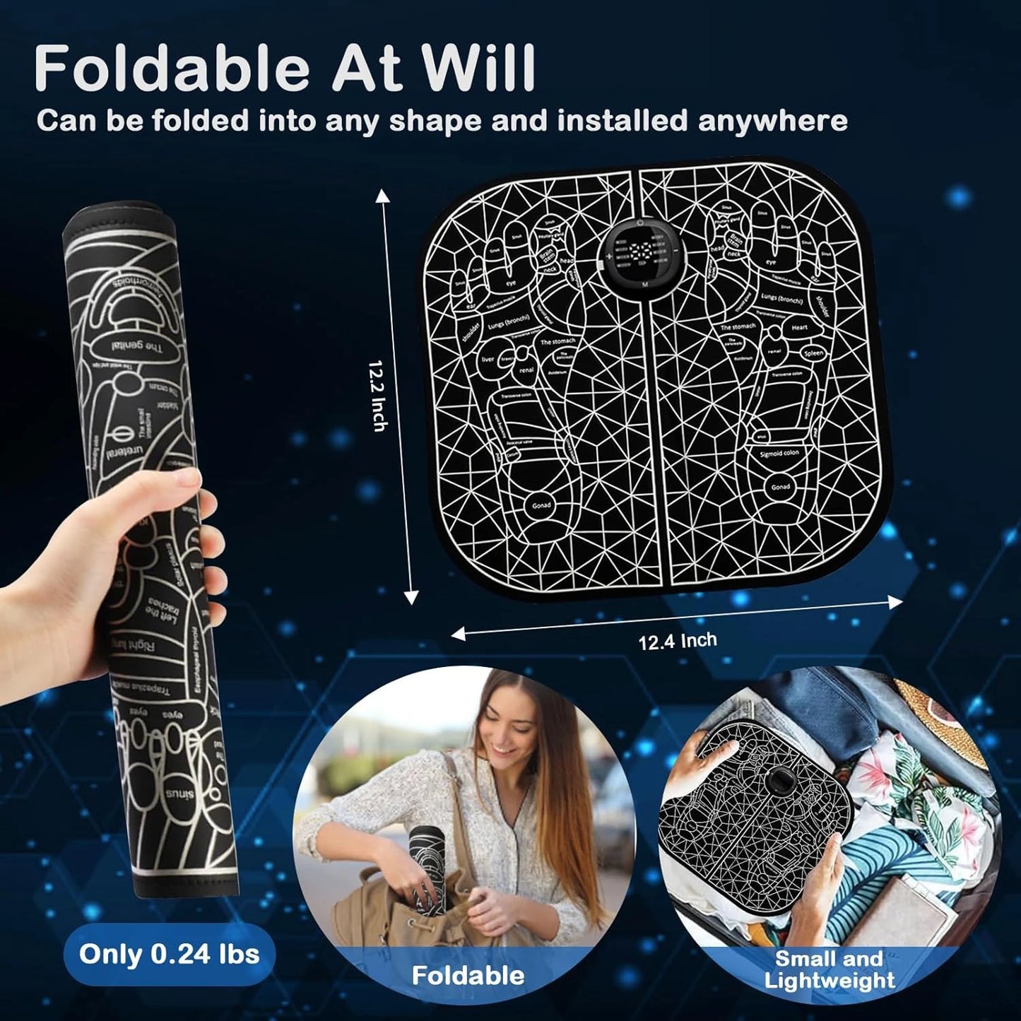 Electric Foot Massager Mat with Remote - 8 Modes 19 Levels Foot Stimulating Massage Pad for Muscle Stimulation, Portable Foot Massage Mat System for Home Office Self Care, Deep Relaxation for Tired Achy Feet