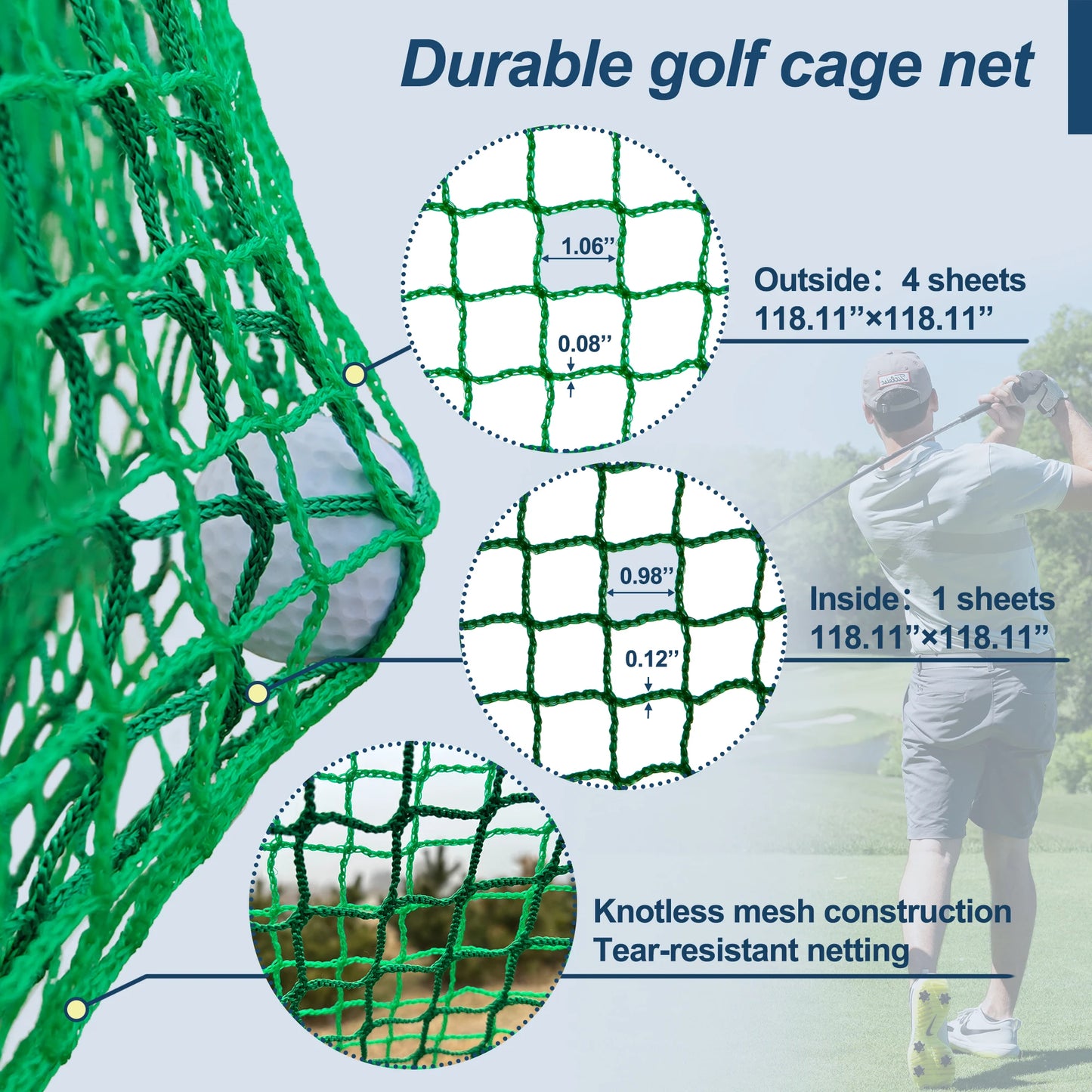 Golf Practice Net Cage With Metal Frame Indoor Outdoor Training