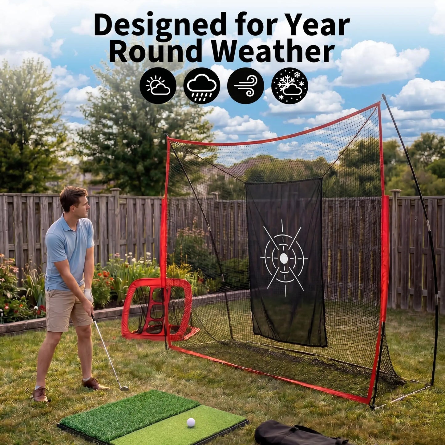 Durable Golf Practice Hitting Net With Chipping Net And Turf
