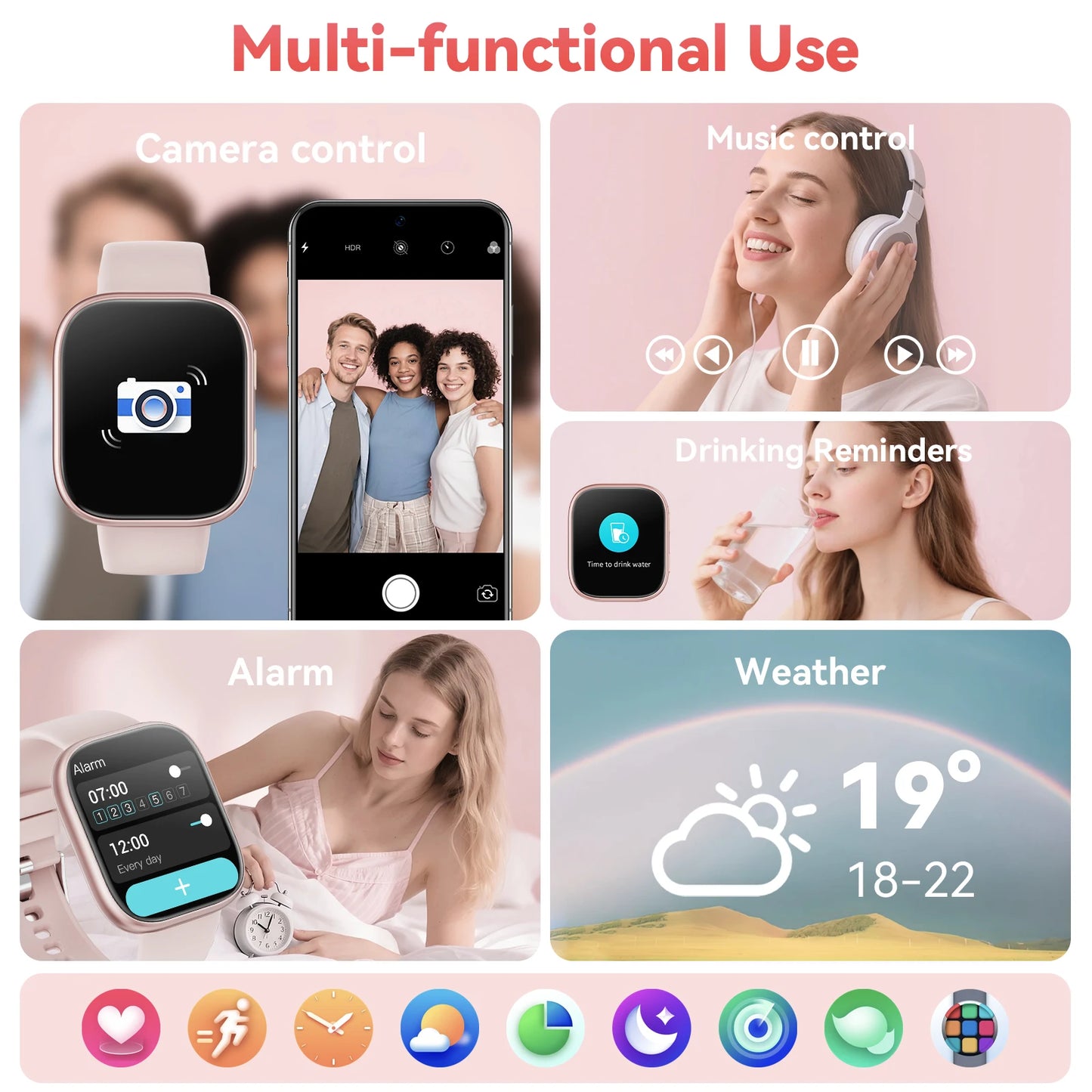 Smart Fitness Watch Bluetooth Call 100 Plus Sports Modes HeartRate