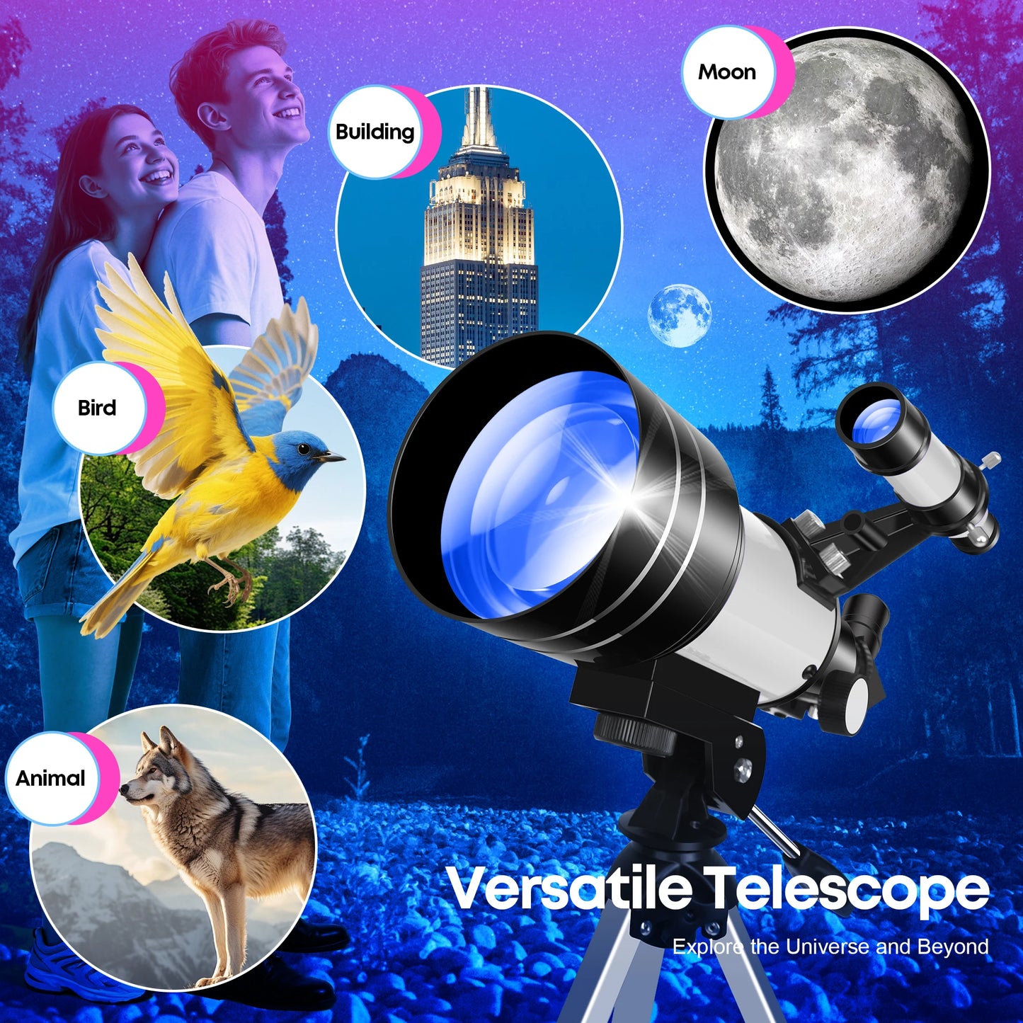 Portable Astronomical Telescope For Beginners Monocular With Stickers