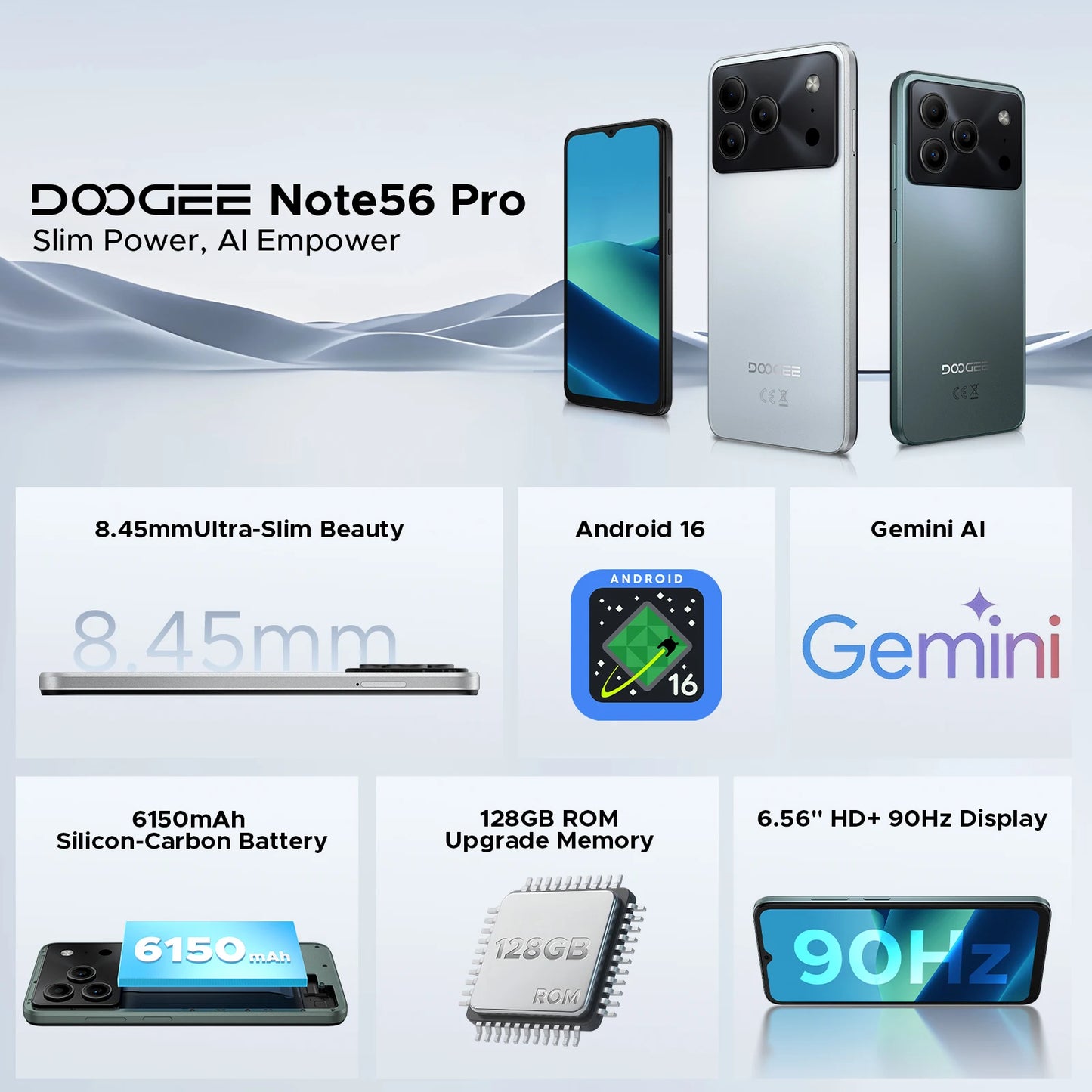 DOOGEE Note56 Pro Smartphone 6150mAh Battery Android 16 90Hz