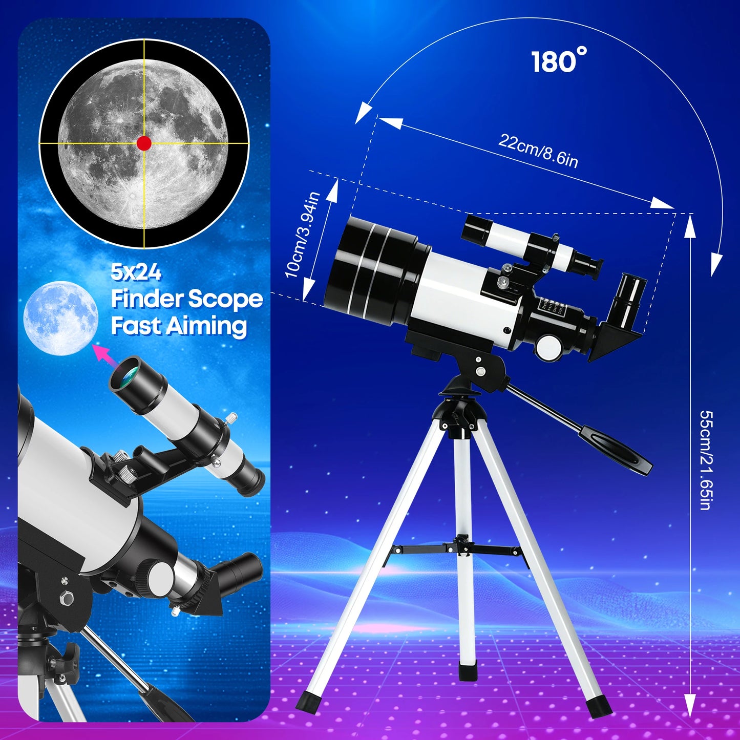 Portable Astronomical Telescope For Beginners Monocular With Stickers