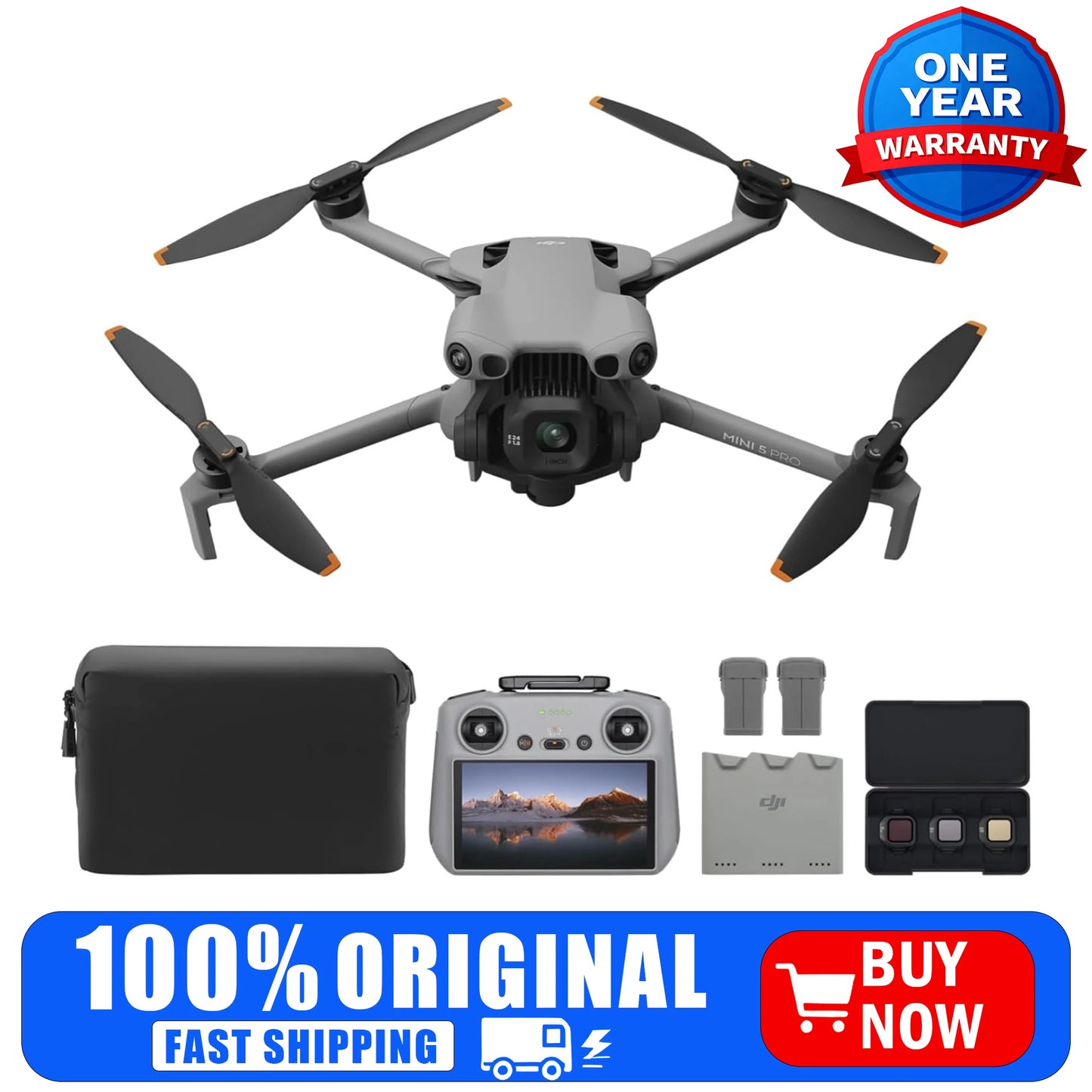 DJI Mini 5 Pro Drone For Creators With 4K 1 Inch CMOS Camera Omnidirectional Sensing Smart Tracking RC 2 Included