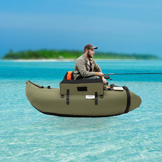 Inflatable Fishing Boat Portable Lightweight Raft for Ocean Lake River Adventurers