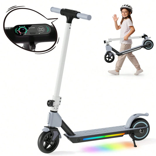 SIMATE Kids Electric Scooter Foldable With LED Display Dual Braking System App Control
