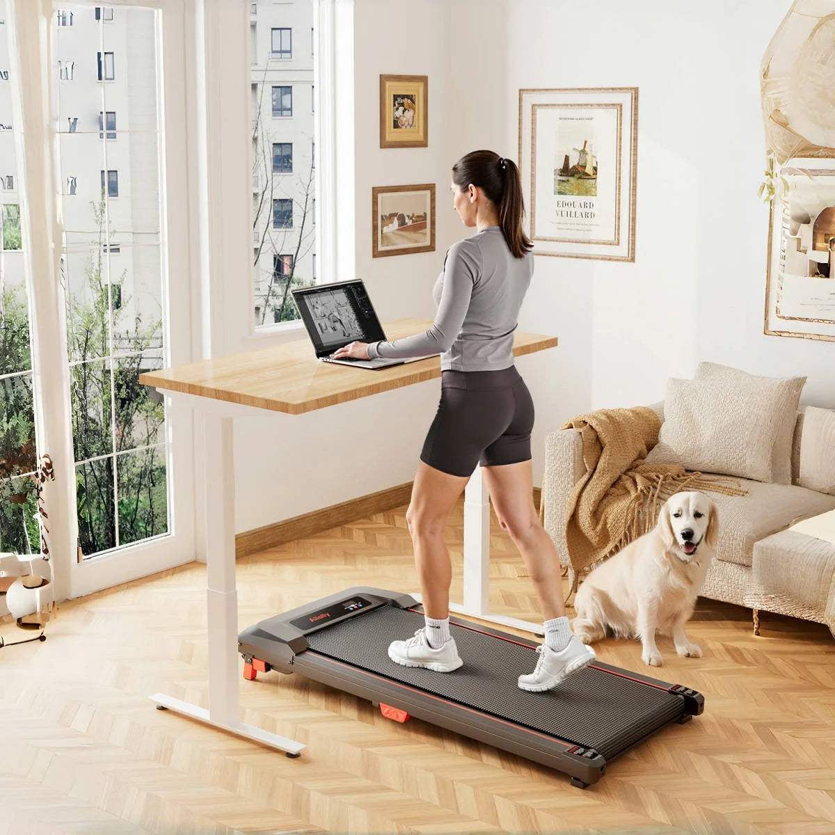 Under Desk Walking Pad, Slim Flat Treadmill for Home Office, Quiet Fitness Running Machine with Remote Control