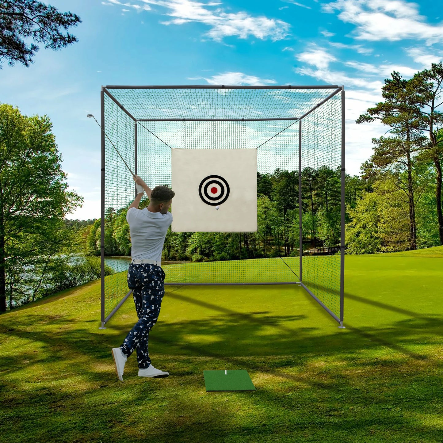 Golf Practice Net Cage With Metal Frame Indoor Outdoor Training
