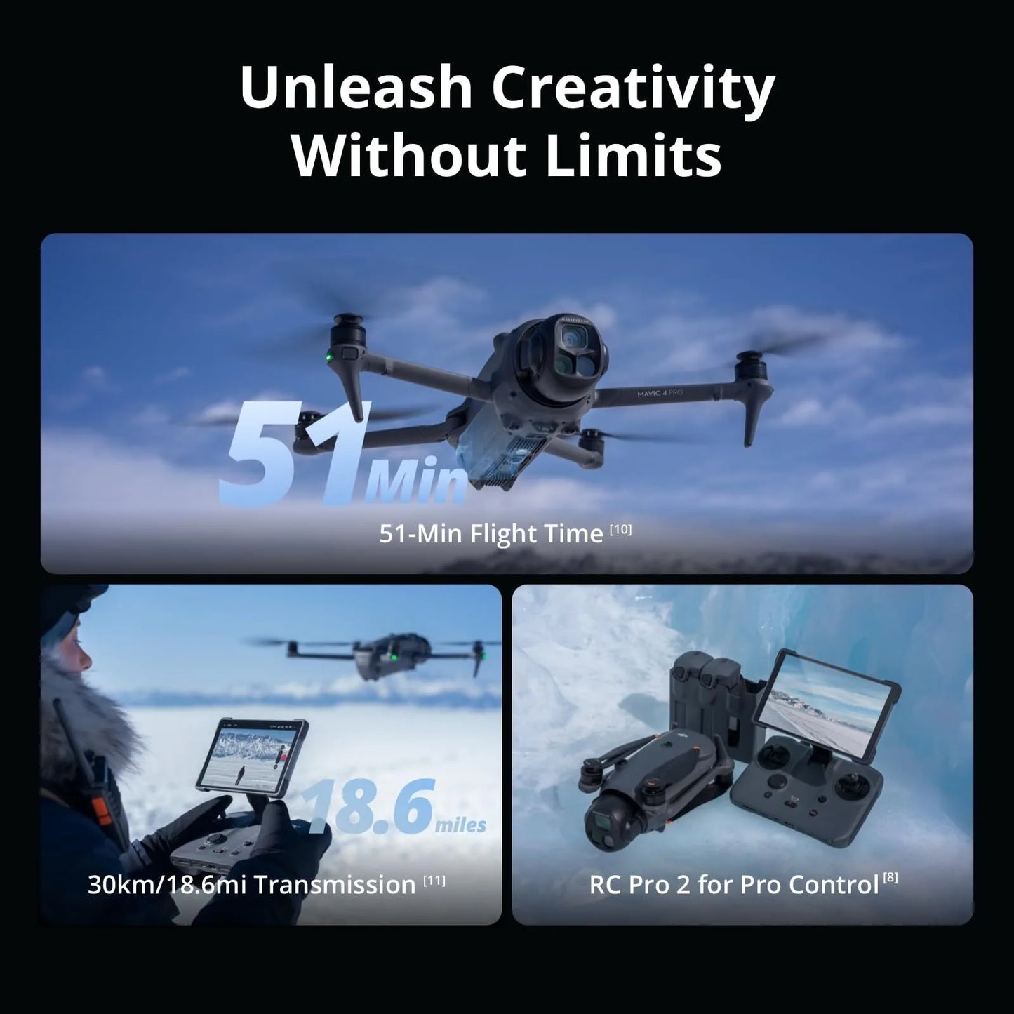DJI Mavic 4 Pro Creator Combo Drone With RC Pro 2 100MP 4 By 3 CMOS Hasselblad Pro Grade For Creators