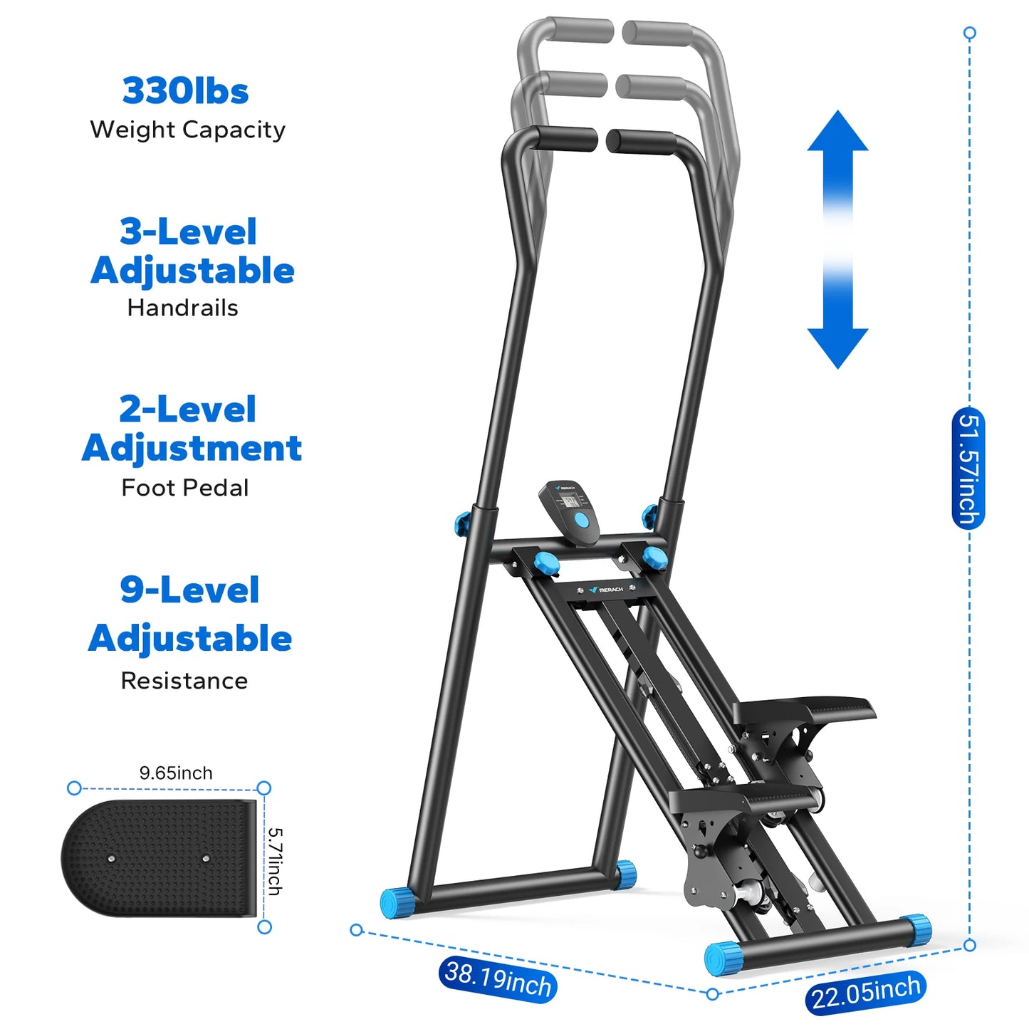 Merach Foldable Stair Stepper And Vertical Climber With Adjustable Resistance