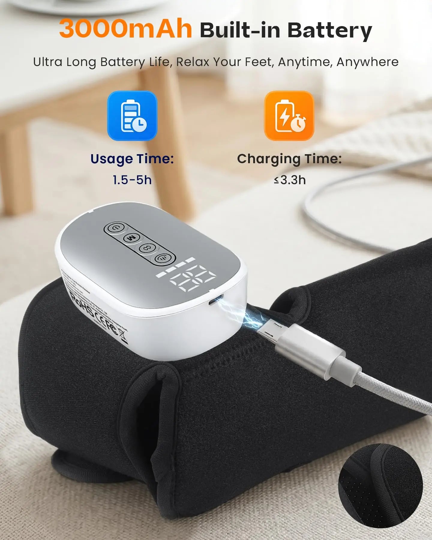 Cordless Ankle Foot Massager With Heat And Air Compression Therapy