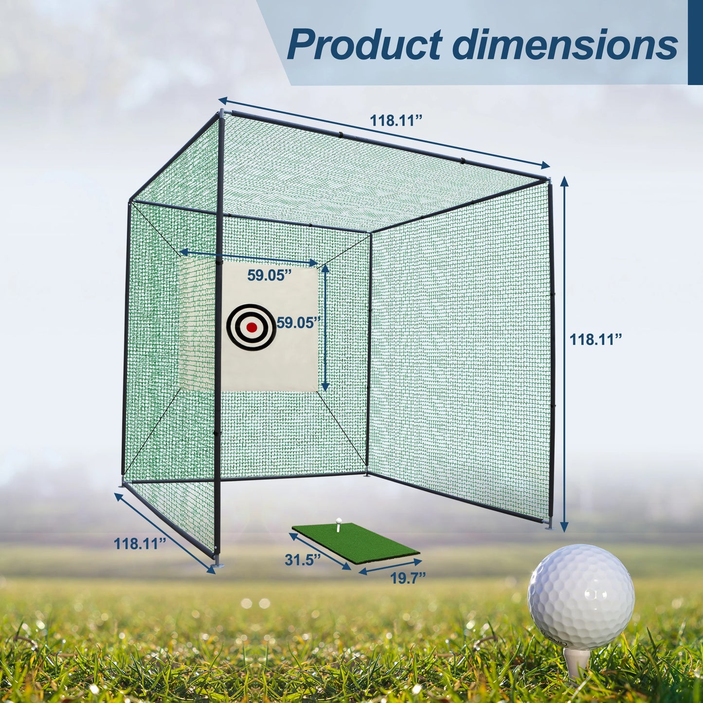 Golf Practice Net Cage With Metal Frame Indoor Outdoor Training