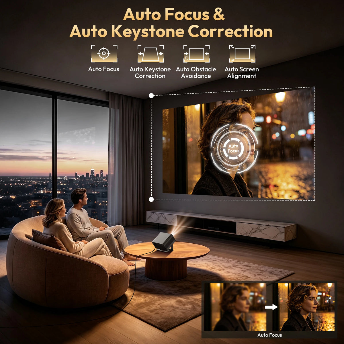 XGODY Portable Smart Projector With Native 1080P And Auto Keystone