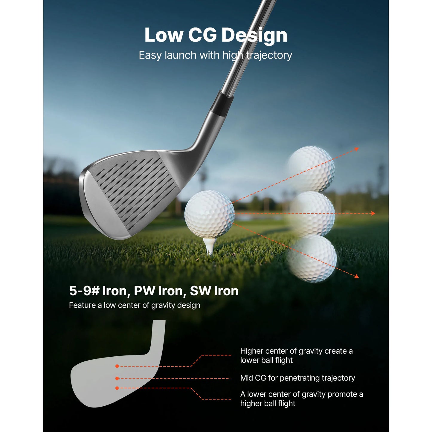 SucceBuy 12 Piece Golf Club Set With Driver And Irons