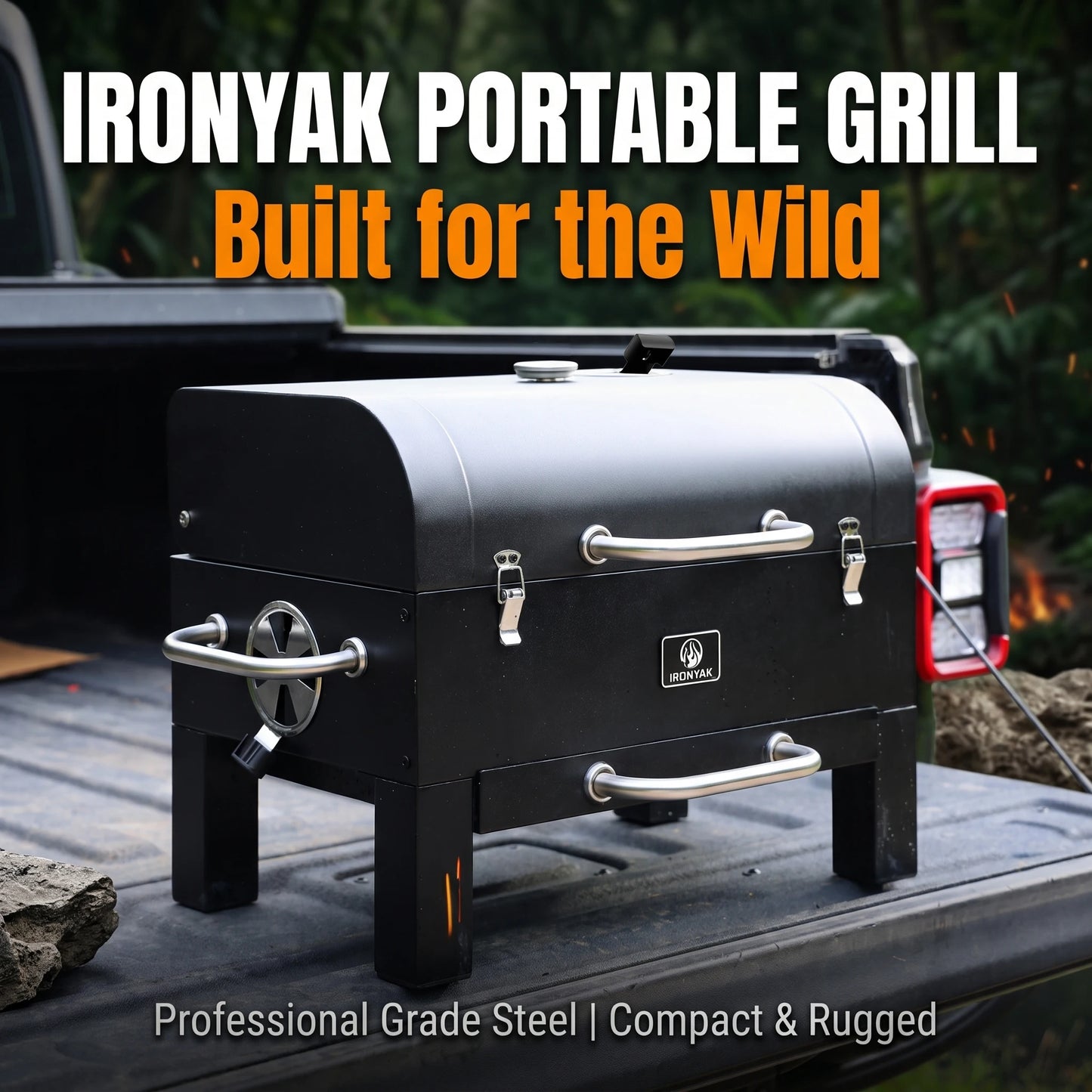 IRONYAK Portable Charcoal Grill Smoker Tabletop BBQ Outdoor Camping