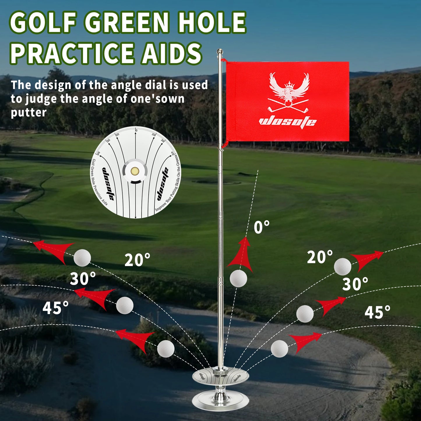 Wosofe Golf Putting Cup With Retractable Flagstick And Directional Scale For Indoor Outdoor Practice With Audible Ding