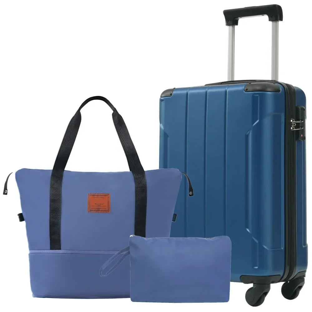 Three Piece Carry On Luggage Set With Spinner Wheels ABS Hardside
