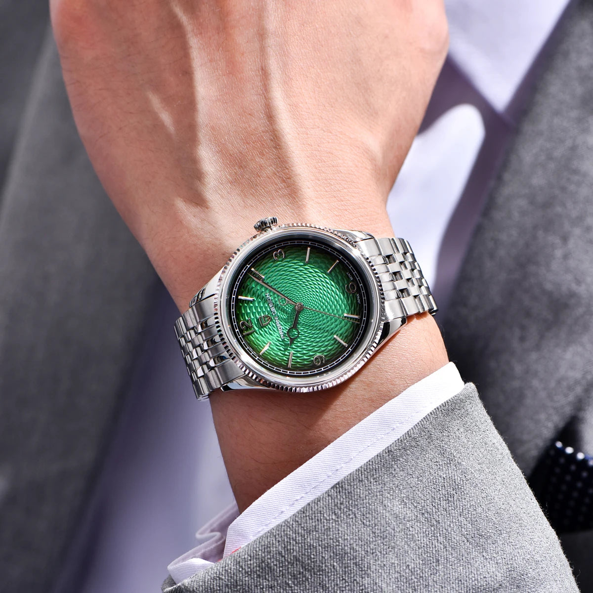 PAGANI DESIGN Retro Ripple Quartz Watch With Sapphire Crystal Bracelet