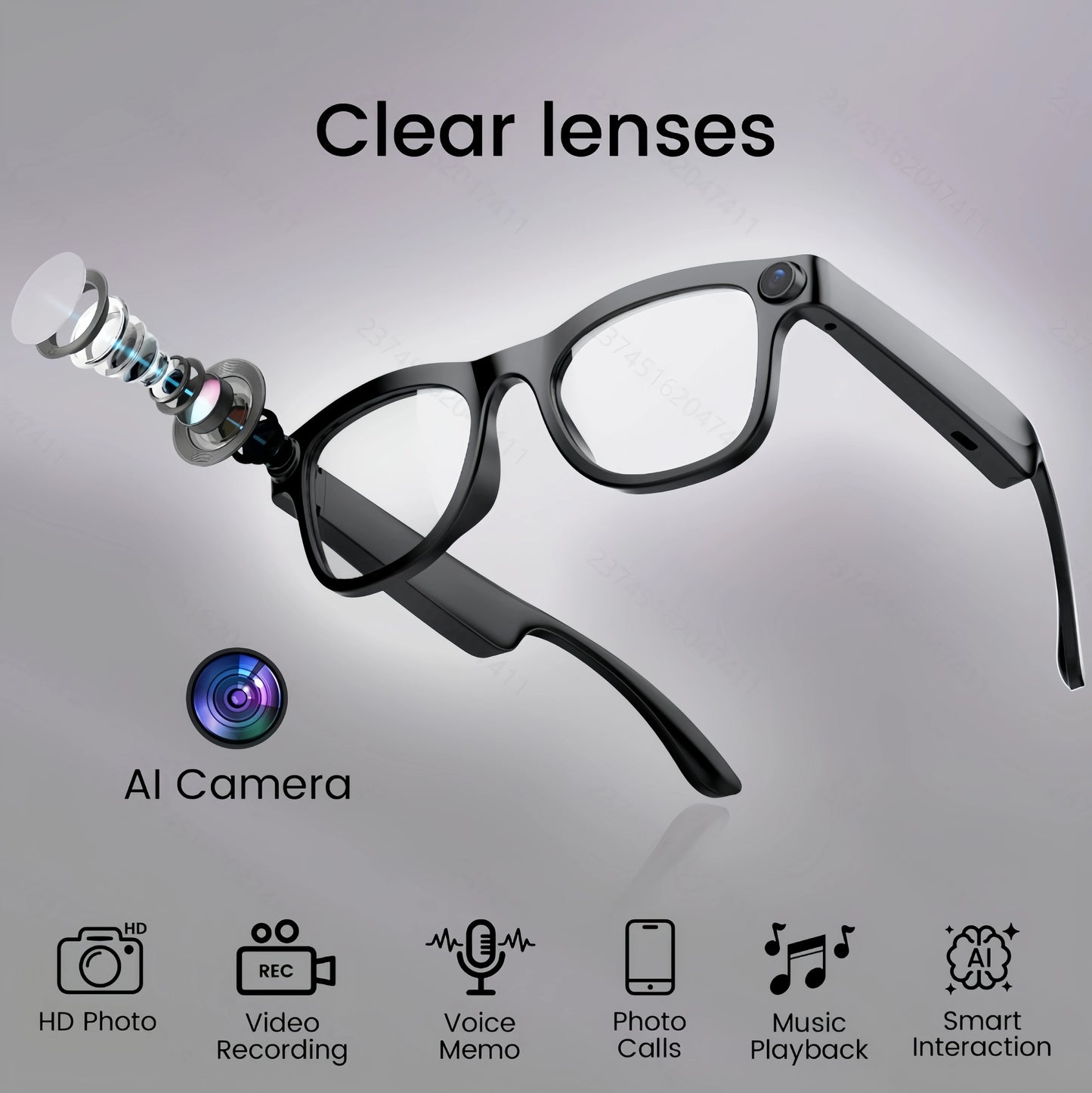 AI Smart Glasses With 200W Pixels Camera And Video