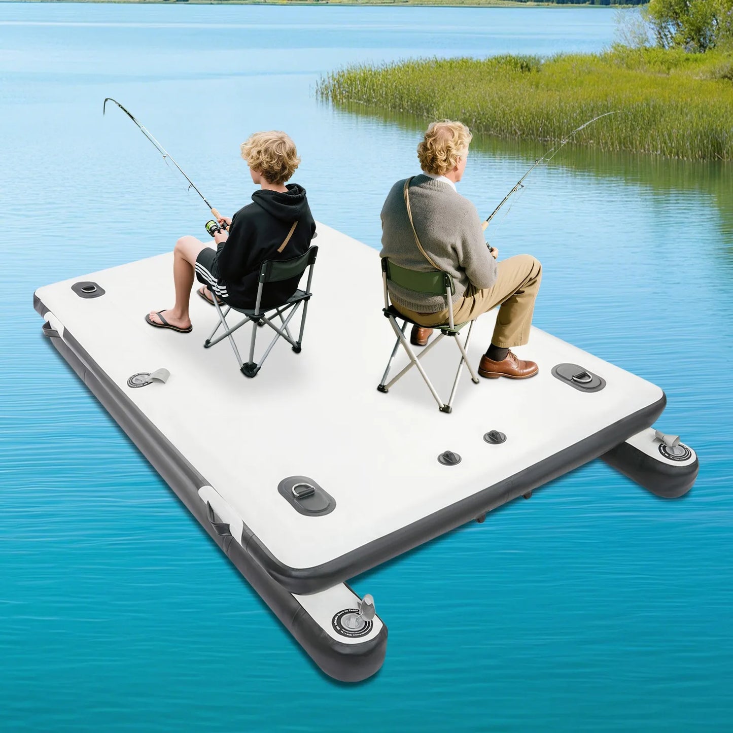Portable Inflatable Fishing Boat For Families Multi Person Dock With Eight Point Two Foot Platform