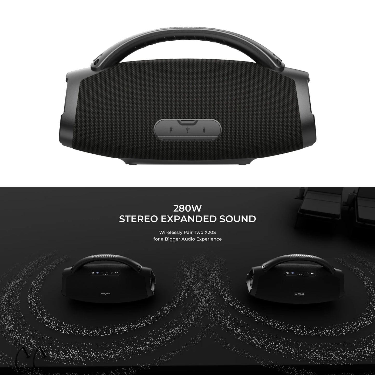 W-King X20S Bluetooth Speaker With Strap 140W RMS IPX7