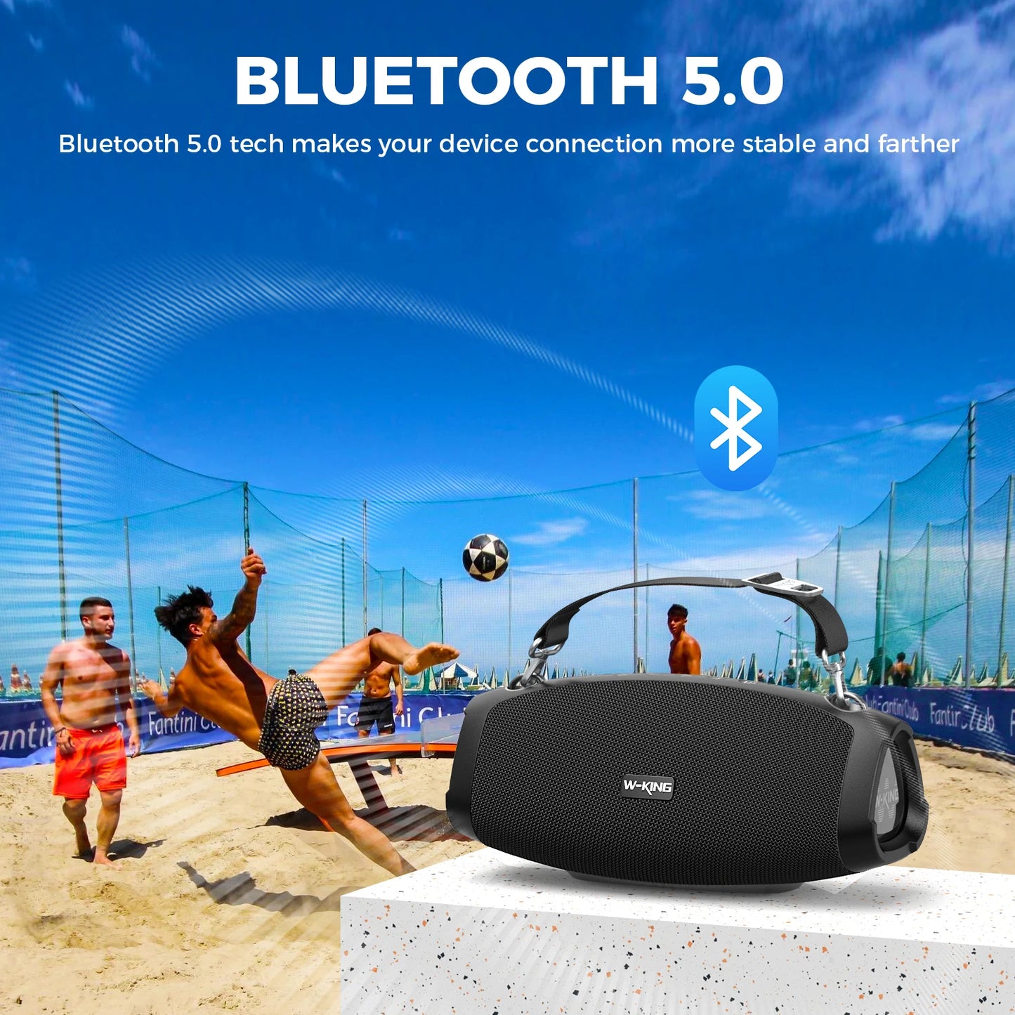 W-King Portable Bluetooth Speaker With Wireless Microphone Waterproof 120W Peak