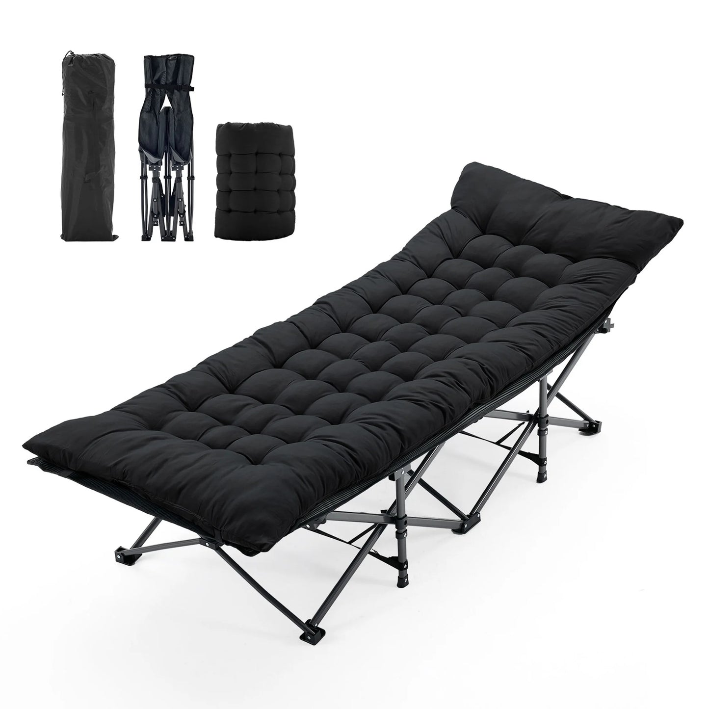 JHK Folding Camping Bed Lounge Chair Beach Portable Sturdy Frame