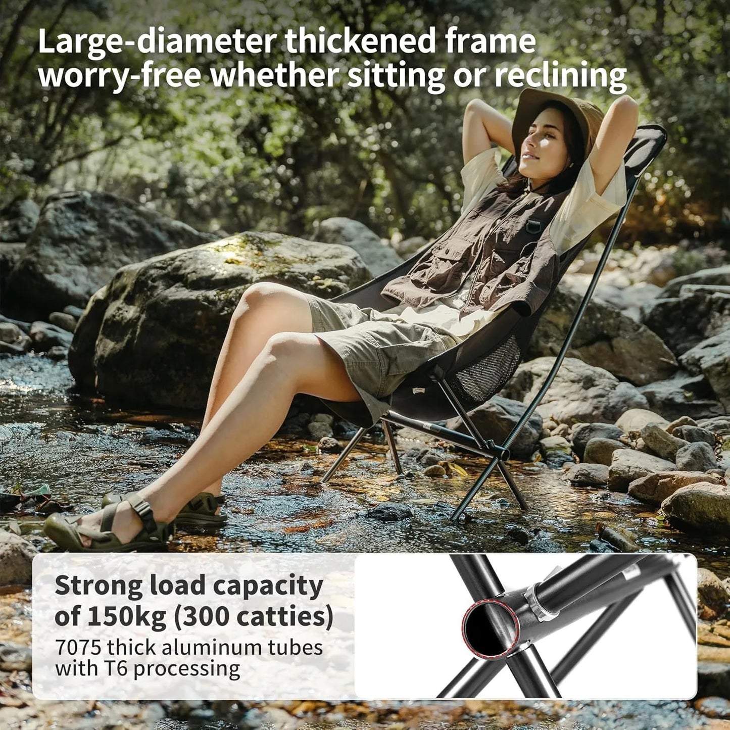 Naturehike Ultralight Folding Chair L04 Moon Chair 150kg Load Capacity