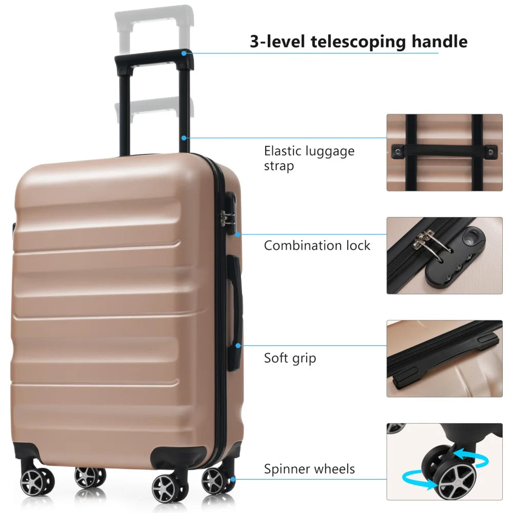 Hardshell ABS Luggage Set Lightweight With Dual Spinner Wheels Travel