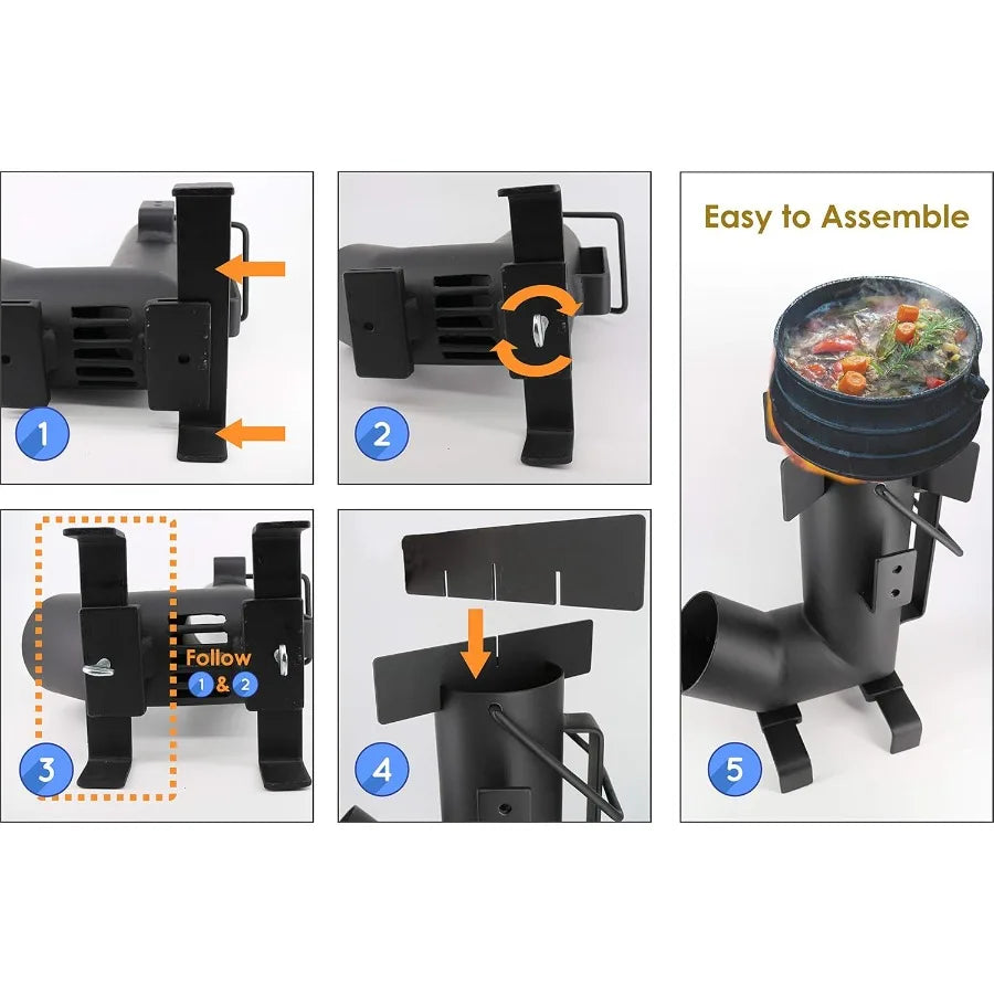 Camping Rocket Stove With Free Carrying Bag Portable Wood Burning Stove