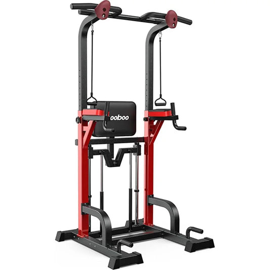Pooboo Power Tower Pull Up Bar Dip Station for Home Gym 450LBS Adjustable Strength Training Workout Station Push Up Fitness Equipment