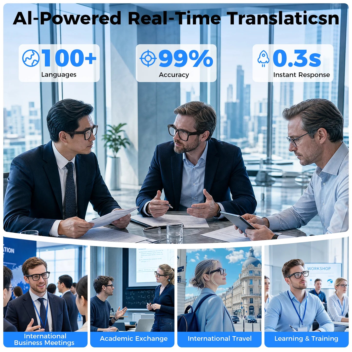 4K HD Camera Smart Glasses With AI Translation And Music