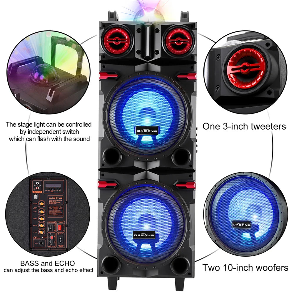CURUK 9000W Portable Party Bluetooth Speaker USB FM TF LED