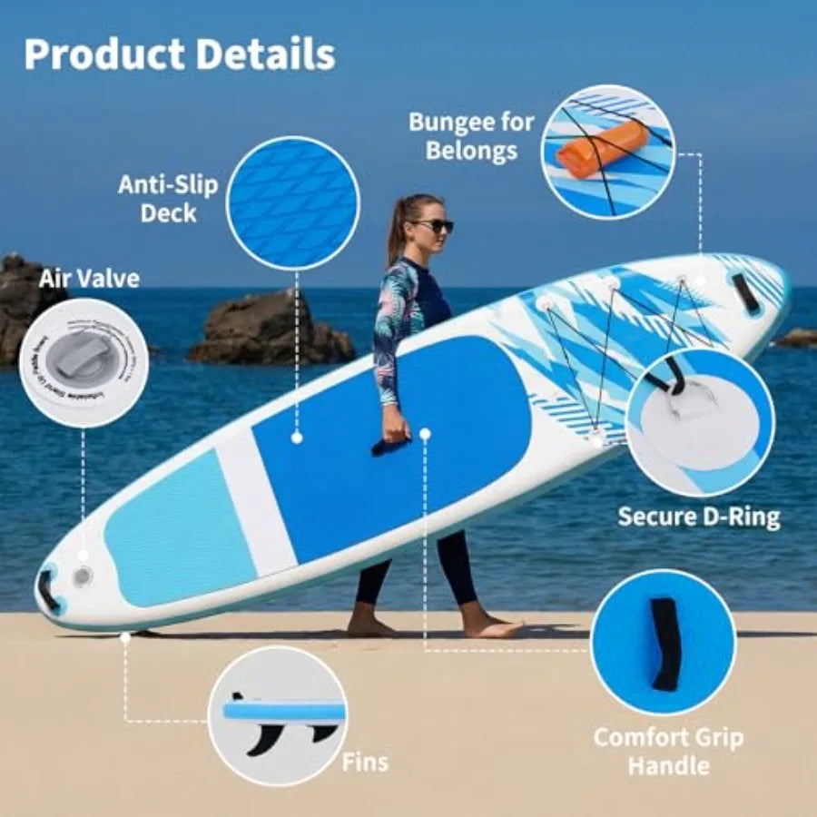 Inflatable Stand Up Paddle Board Ultra Stable Wide Design With PVC Drop Stitch Material For Outdoor Water Sports