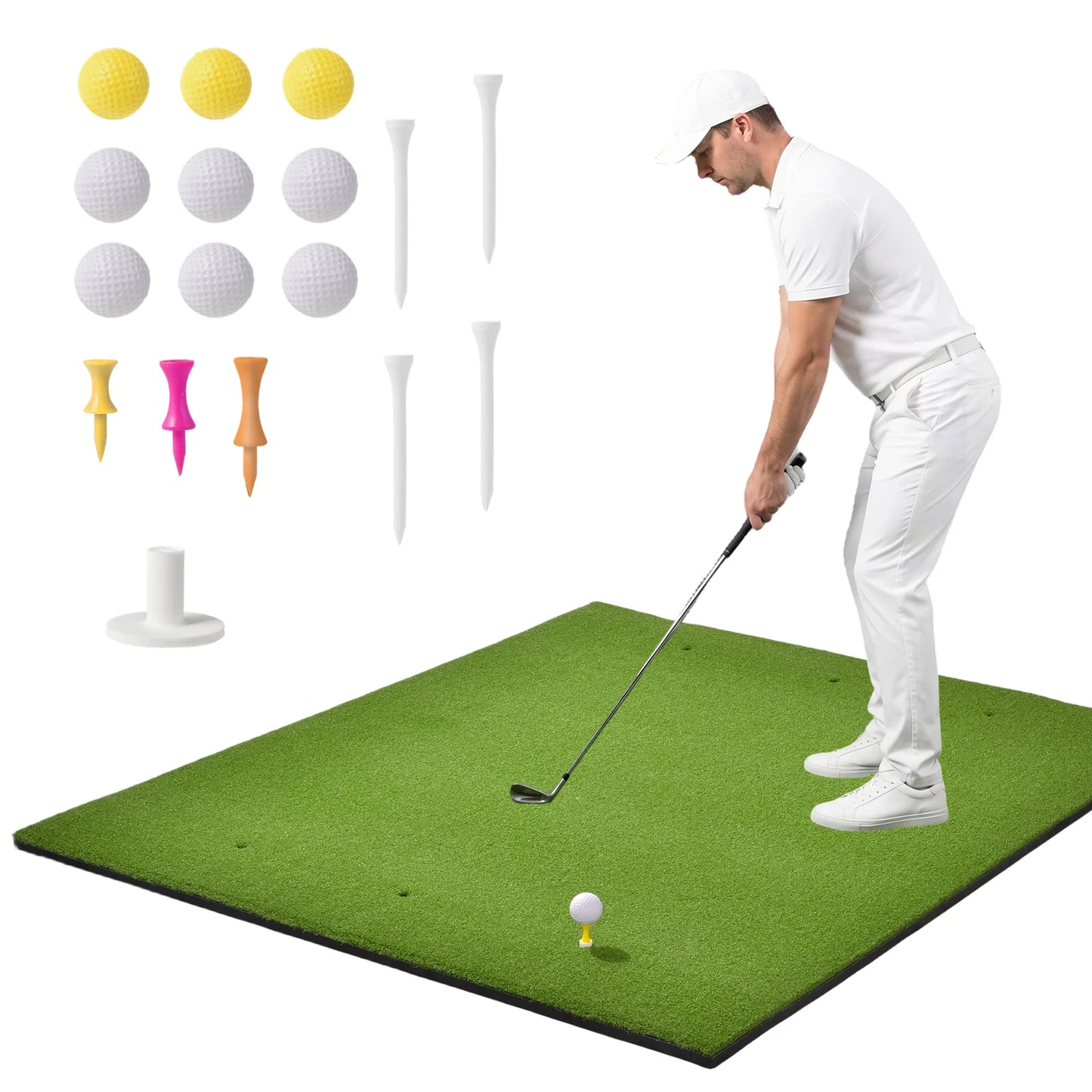 Golf Hitting Practice Mat With Artificial Turf Training Surface