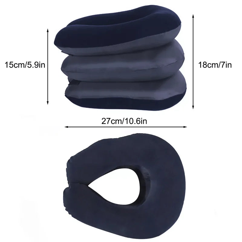 Adjustable Inflatable Neck Pillow Ergonomic Travel Comfort