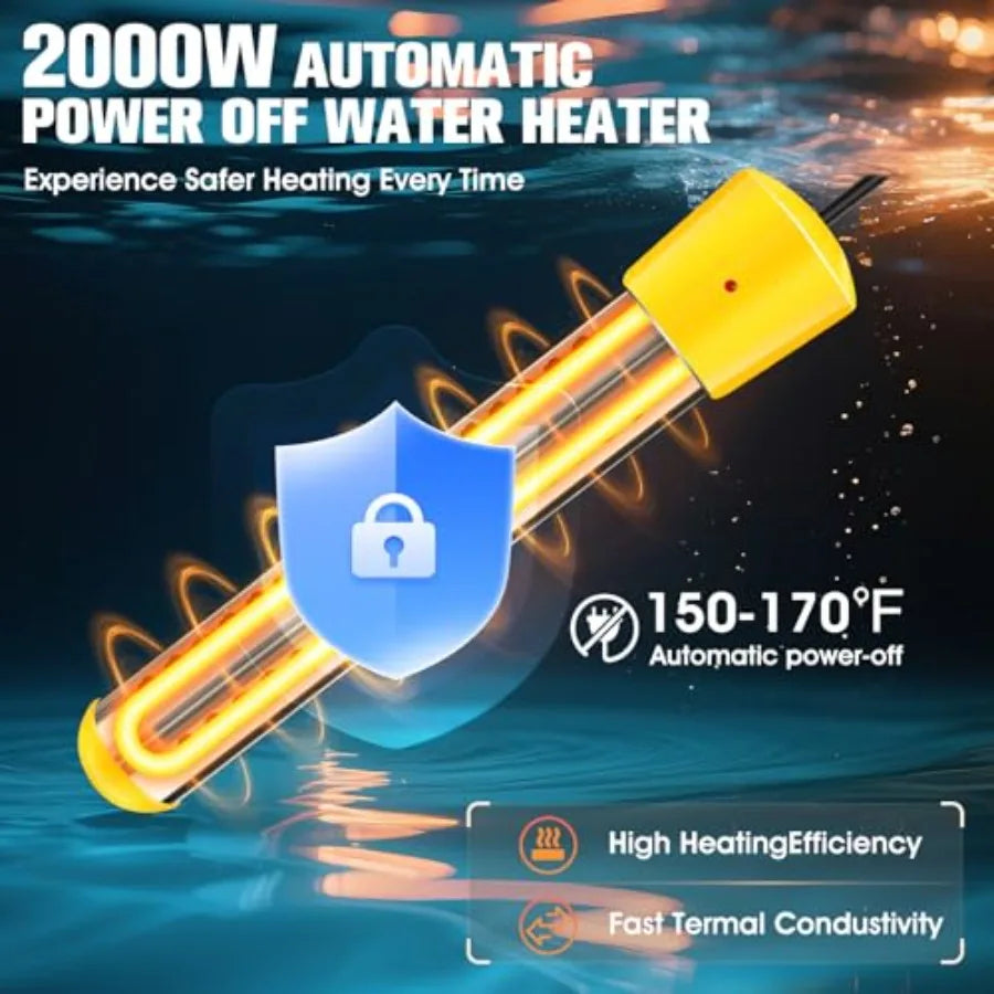 Portable Camping Shower With 2000W Auto Off Heater 4 Modes