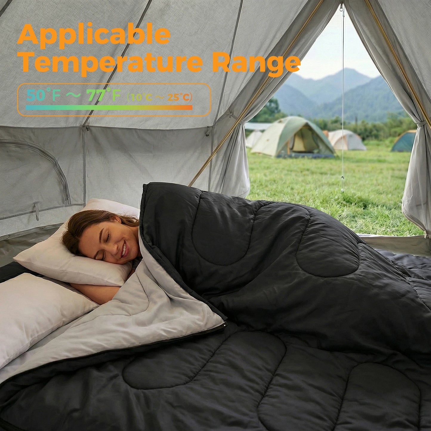 JHK Double Sleeping Bag For Adults With Pillow Three Season Portable
