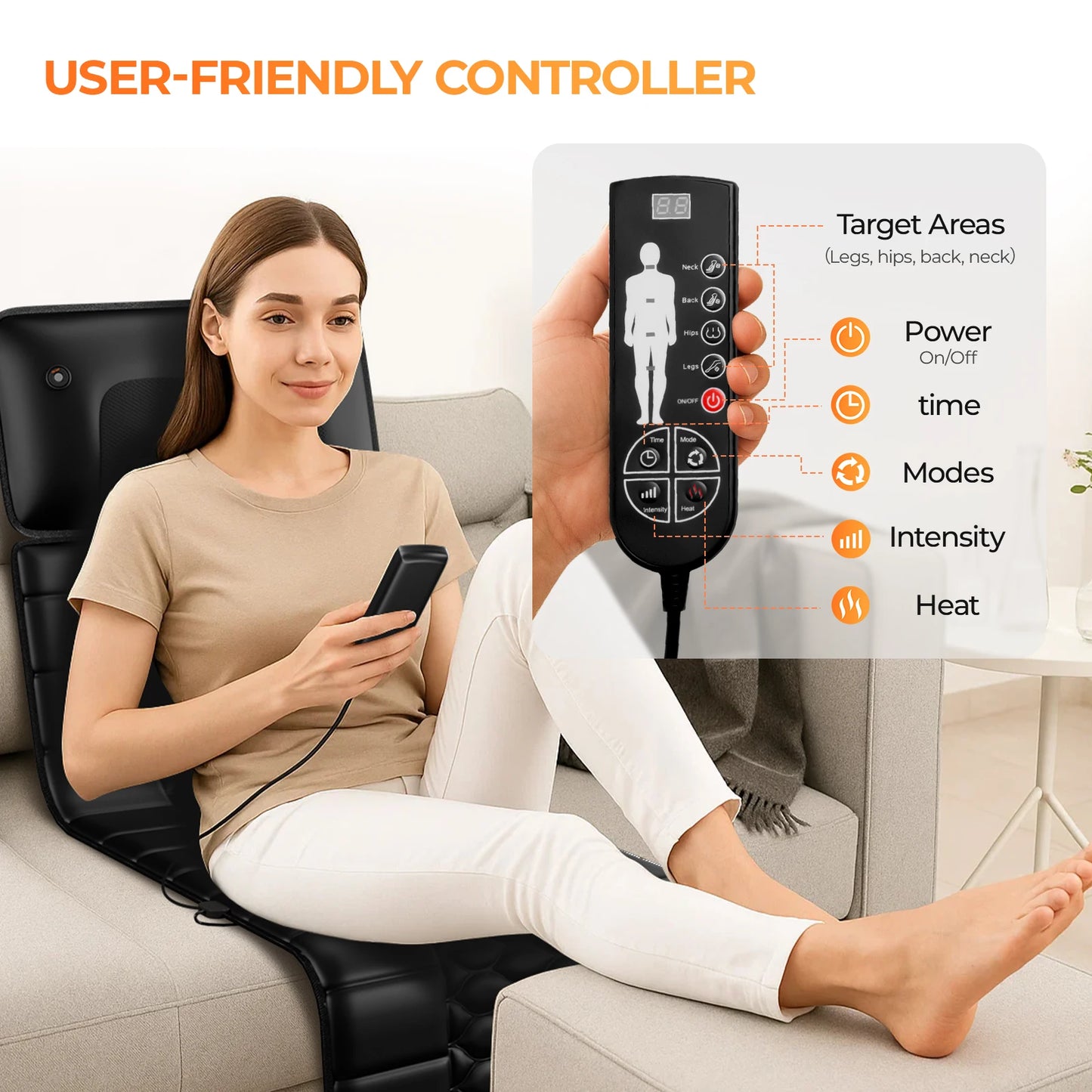 HIMOUTA Shiatsu Full Body Massage Mat With Heat Ten Motors