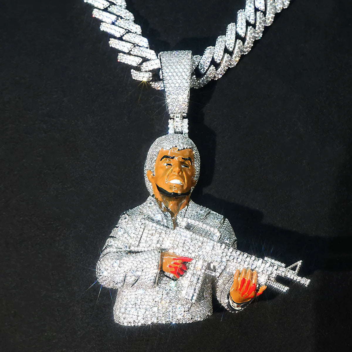 Lyee Cyee Man Gun Pendant 18K Gold Hip Hop Necklace