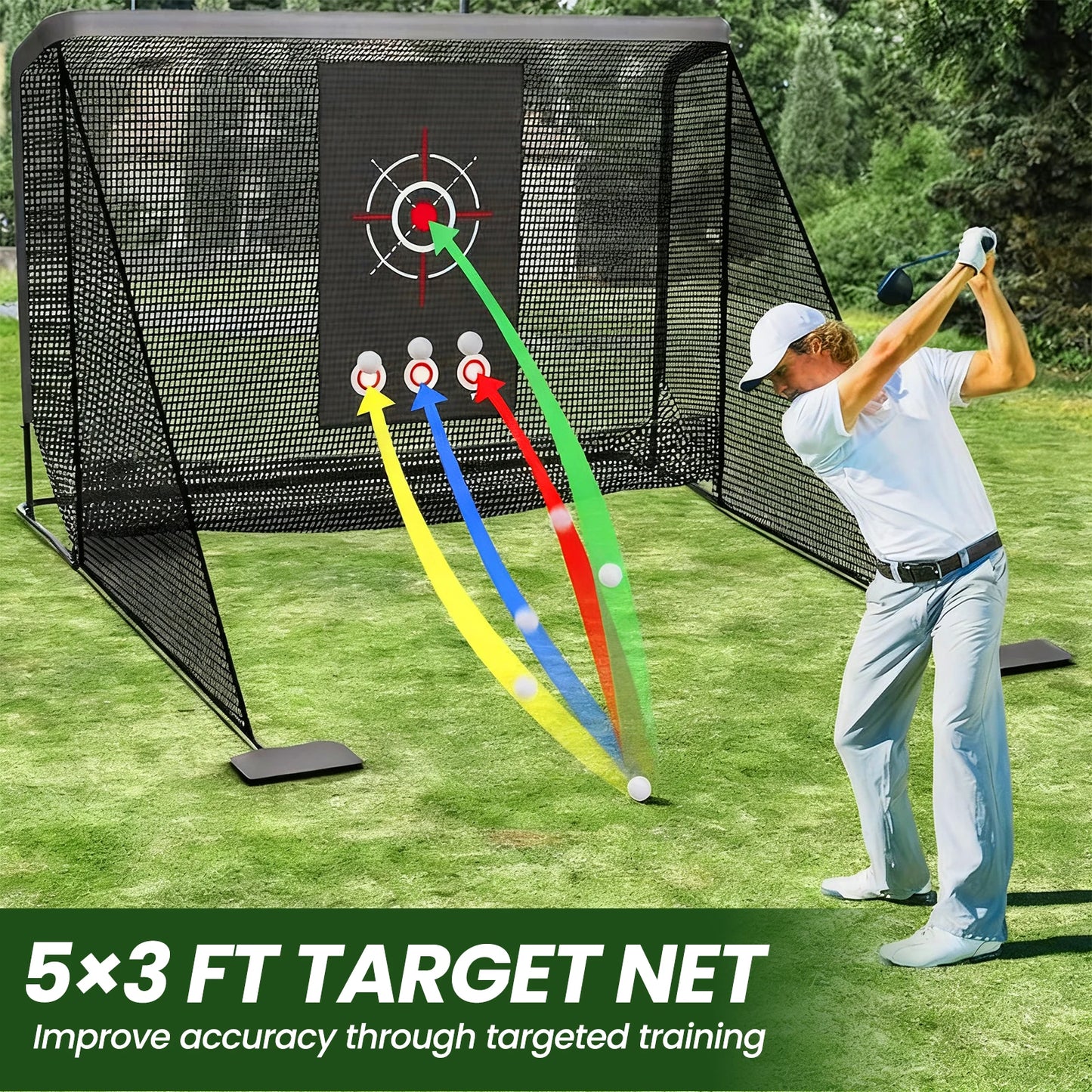 Premium Golf Hitting Net With Target Mat For Backyard Training