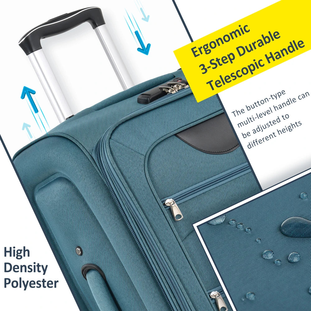 Softside Luggage Expandable Three-Piece Set With TSA Lock