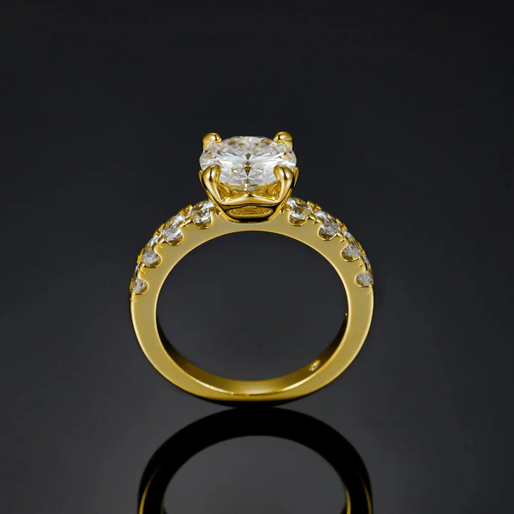 Lyee Cyee Sterling Silver Round Cut Moissanite Engagement Ring