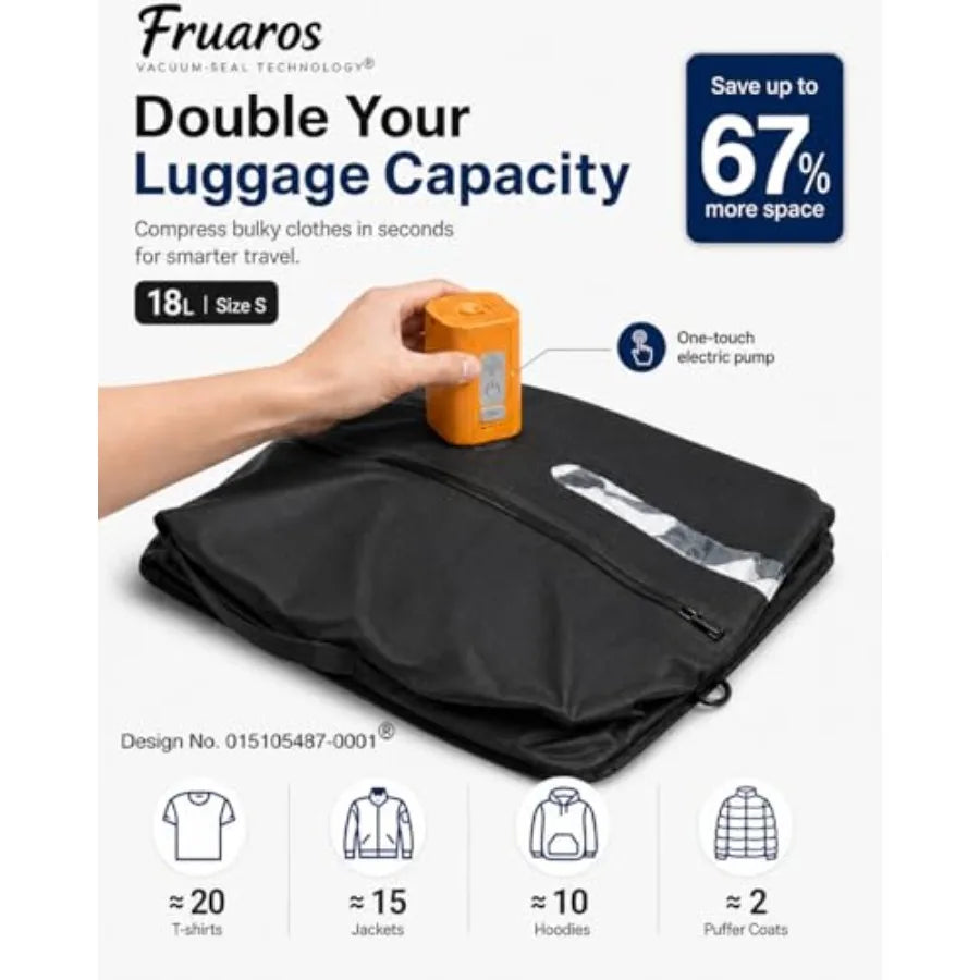 Travel Luggage Vacuum Compression Bags With Wireless Pump IP68 Waterproof