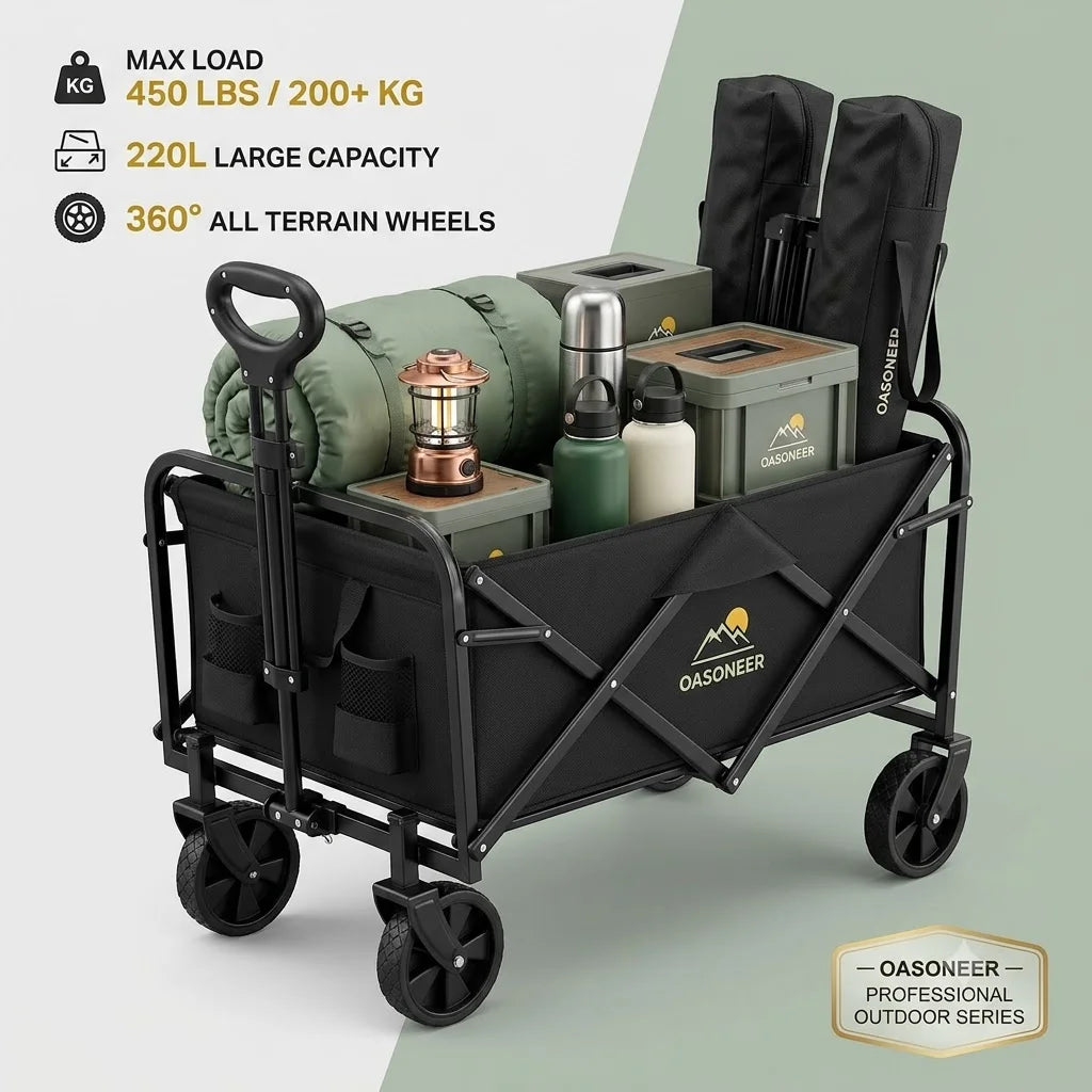 OASONEER Heavy Duty Folding Utility Cart With All Terrain Wheels