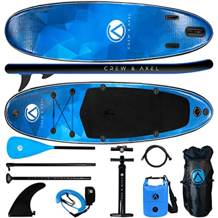 Inflatable Paddle Board For Outdoor Water Sports Extra Wide Lightweight PVC Blue For Beginners