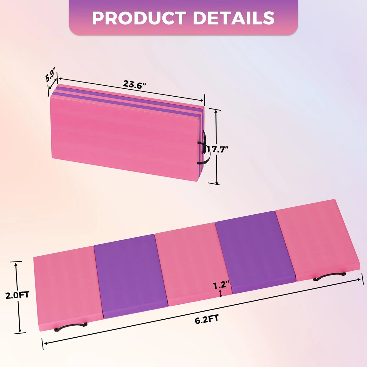 HiMISS Folding Gymnastics Tumbling Mat for Yoga Pilates Home Fitness